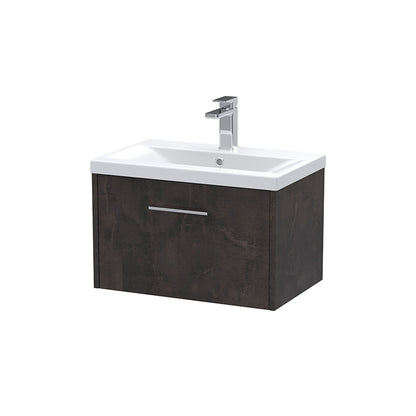Hudson Reed Juno Wall Hung Single Drawer 600mm Vanity & Mid-Edge 1 Tap Hole Vitreous China Basin (1 size, 5 colours) - Brand New Bathrooms