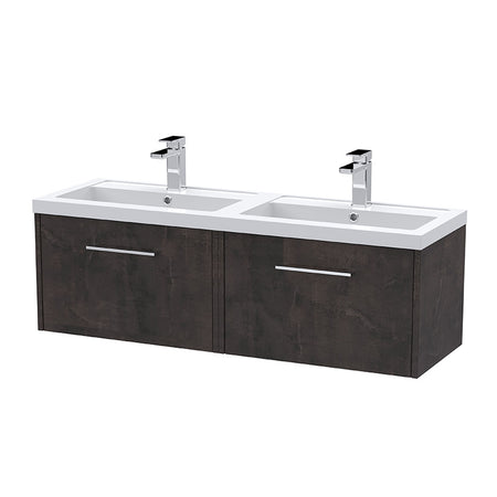 Hudson Reed Juno Wall Hung Double Drawer 1200mm Vanity & Double Polymarble Basin (1 size, 5 colours) - Brand New Bathrooms