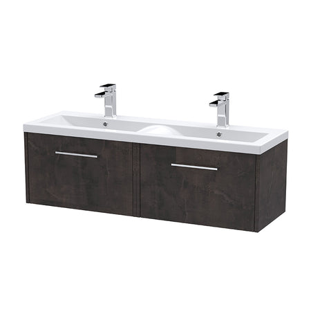 Hudson Reed Juno Wall Hung Double Drawer 1200mm Vanity & Double Vitreous China Basin (1 size, 5 colours) - Brand New Bathrooms