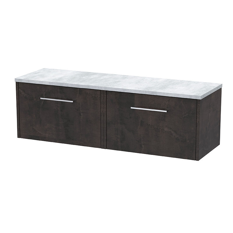 Hudson Reed Juno Wall Hung Double Drawer 1200mm Vanity & Laminate Worktop (1 size, 5 colours) - Brand New Bathrooms