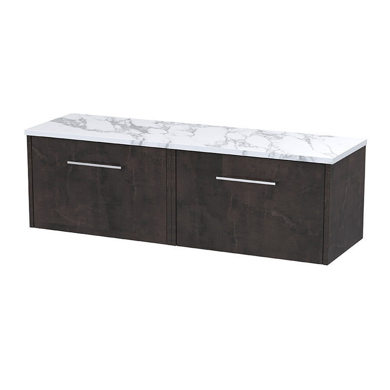 Hudson Reed Juno Wall Hung Double Drawer Vanity & Laminate Worktop (1 size, 5 colours) - Brand New Bathrooms
