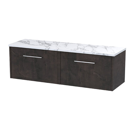 Hudson Reed Juno Wall Hung Double Drawer Vanity & Laminate Worktop (1 size, 5 colours) - Brand New Bathrooms