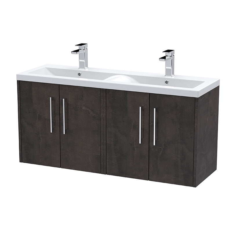 Hudson Reed Juno Wall Hung Four Door 1200mm Vanity & Double Vitreous China Basin (1 size, 5 colours) - Brand New Bathrooms