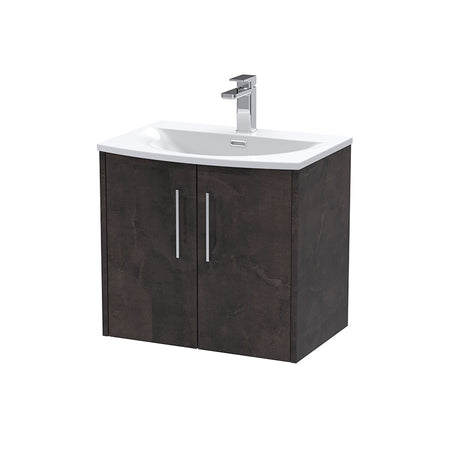 Hudson Reed Juno Wall Hung Double Door 600mm Vanity & Curved 1 Tap Hole Vitreous China Basin (1 size, 5 colours) - Brand New Bathrooms
