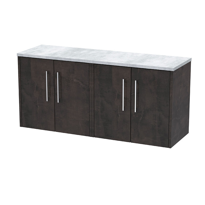 Hudson Reed Juno Wall Hung Four Door 1200mm Vanity & Grey Laminate Worktop (1 size, 5 colours) - Brand New Bathrooms