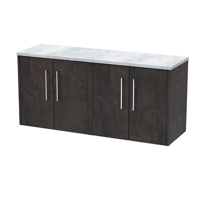 Hudson Reed Juno Wall Hung Four Door 1200mm Vanity & Grey Laminate Worktop (1 size, 5 colours) - Brand New Bathrooms