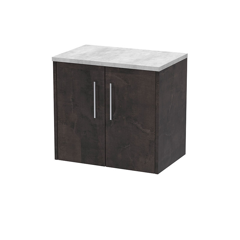 Hudson Reed Juno Wall Hung Double Door 600mm Vanity & Grey Laminate Top (1 size, 5 colours) - Brand New Bathrooms