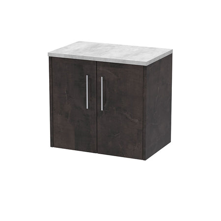Hudson Reed Juno Wall Hung Double Door 600mm Vanity & Grey Laminate Top (1 size, 5 colours) - Brand New Bathrooms