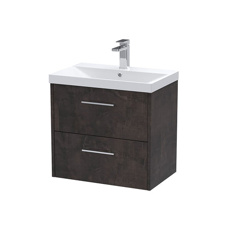 Hudson Reed Juno Wall Hung Double Drawer 600mm Vanity & Thin-Edge 1 Tap Hole Vitreous China Basin (1 size, 5 colours) - Brand New Bathrooms