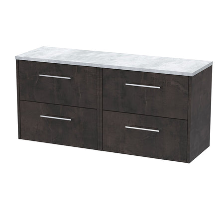 Hudson Reed Juno Wall Hung Four Drawer 1200mm Vanity & Grey Laminate Worktop (1 size, 5 colours) - Brand New Bathrooms