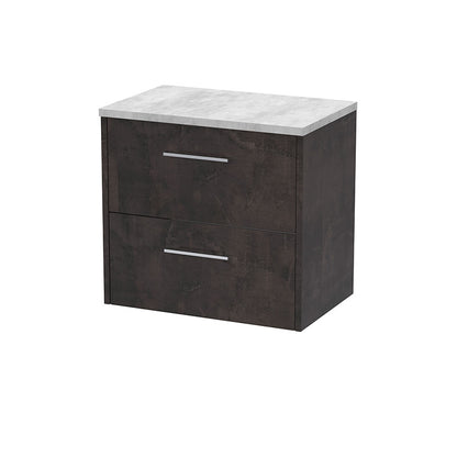 Hudson Reed Juno Wall Hung Double Drawer 600mm Vanity & Grey Laminate Top (1 size, 5 colours) - Brand New Bathrooms