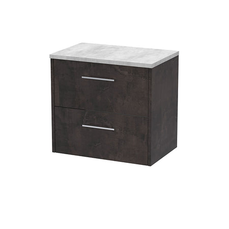 Hudson Reed Juno Wall Hung Double Drawer 600mm Vanity & Grey Laminate Top (1 size, 5 colours) - Brand New Bathrooms