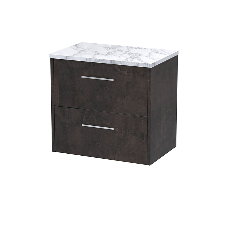 Hudson Reed Juno Wall Hung Double Drawer 600mm Vanity & Laminate Worktop (1 size, 5 colours) - Brand New Bathrooms