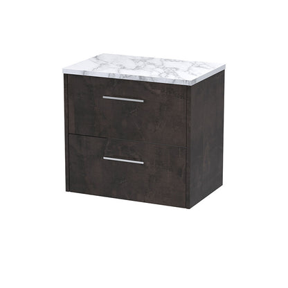 Hudson Reed Juno Wall Hung Double Drawer 600mm Vanity & Laminate Worktop (1 size, 5 colours) - Brand New Bathrooms