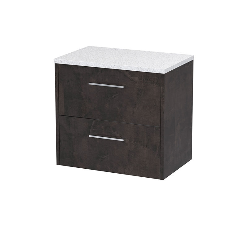 Hudson Reed Juno Wall Hung Double Drawer 600mm Vanity & White Laminate Top (1 size, 5 colours) - Brand New Bathrooms