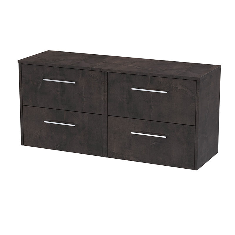 Hudson Reed Juno Wall Hung Four Drawer 1200mm Vanity & Matching Worktop (1 size, 5 colours) - Brand New Bathrooms