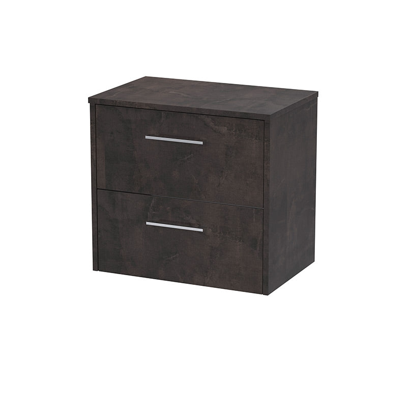 Hudson Reed Juno Wall Hung Double Drawer 600mm Vanity & Matching Worktop (1 size,5 colours) - Brand New Bathrooms