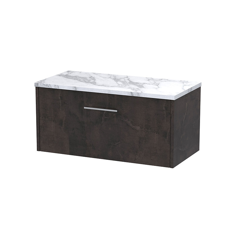 Hudson Reed Juno Wall Hung Single Drawer 800mm Vanity & Laminate Worktop (1 size, 5 colours) - Brand New Bathrooms