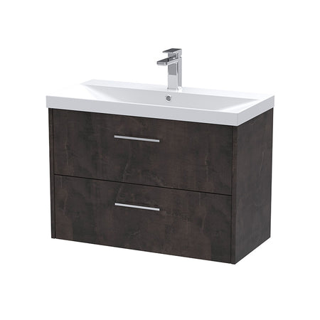 Hudson Reed Juno Wall Hung Double Drawer 800mm Vanity & Thin-Edge 1 Tap Hole Vitreous China Basin (1 size, 5 colours) - Brand New Bathrooms