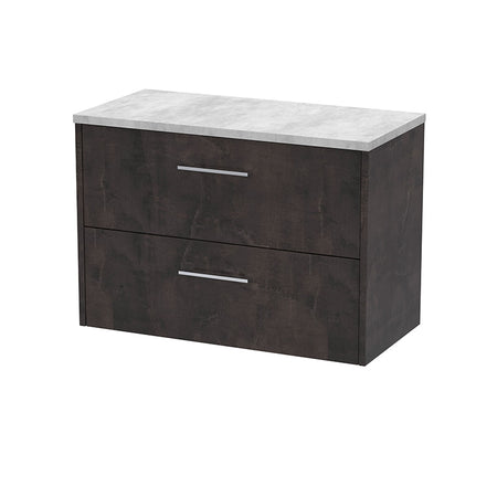 Hudson Reed Juno Wall Hung Double Drawer 800mm Vanity & Grey Laminate Top (1 size, 5 colours) - Brand New Bathrooms