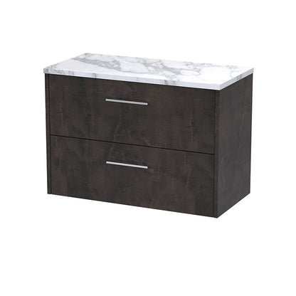 Hudson Reed Juno Wall Hung Double Drawer 800mm Vanity & Laminate Worktop (1 size, 5 colours) - Brand New Bathrooms