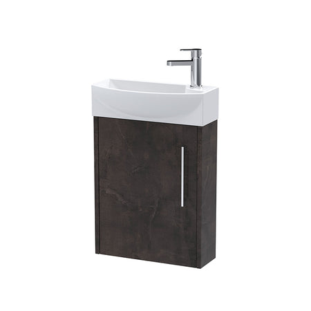 Hudson Reed Juno Compact Wall Hung Single Door 440mm Unit & 1 Tap Hole Left Handed Ceramic Basin (1 size, 5 colours) - Brand New Bathrooms