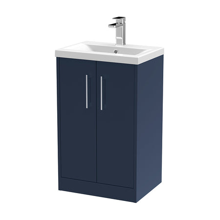 Hudson Reed Juno Floor Standing Double Door 500mm Vanity & Vitreous China Basin (1 size, Midnight Blue) - Brand New Bathrooms