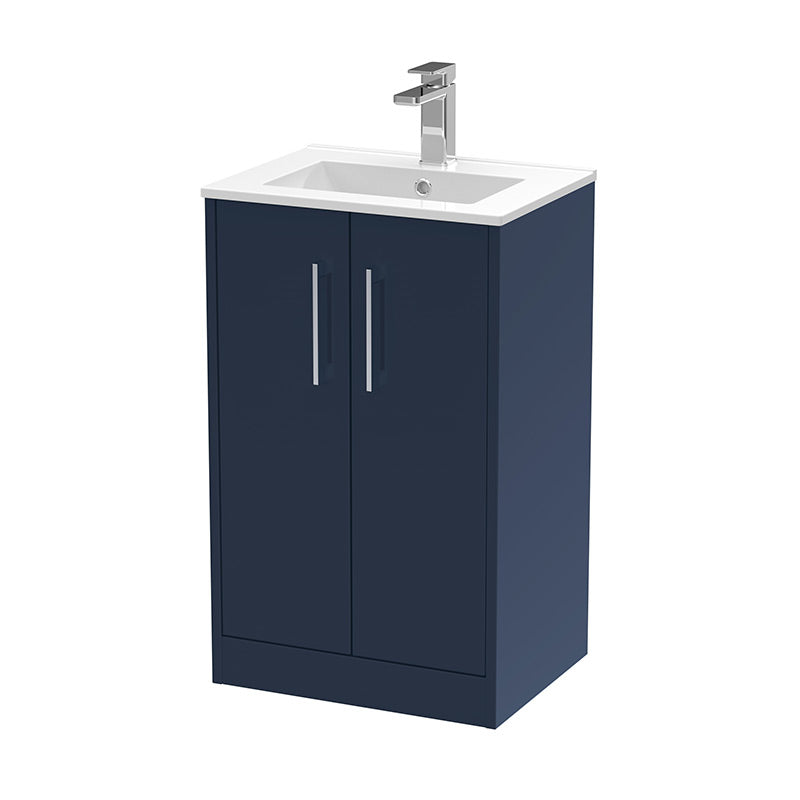 Hudson Reed Juno Floor Standing Double Door 500mm Vanity Basin Unit & Minimalist Vitreous China Basin (1 size, 2 colours) - Brand New Bathrooms