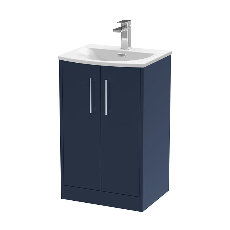 Hudson Reed Juno Floor Standing Double Door 500mm Vanity Basin Unit & Curved Ceramic Basin (1 size, 2 colours) - Brand New Bathrooms