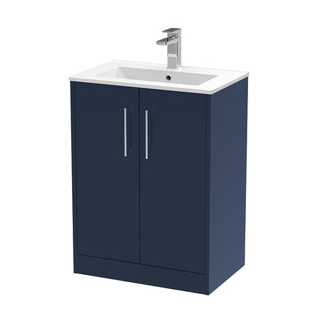 Hudson Reed Juno Floor Standing Double Door 600mm Vanity & Minimalist Ceramic Basin (1 size, 2 colours) - Brand New Bathrooms