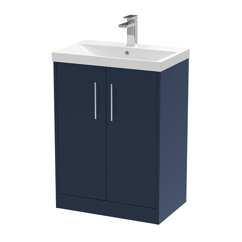 Hudson Reed Juno Floor Standing Double Door 600mm Vanity Basin Unit & Thin-Edge Ceramic Basin (1 size, 2 colours) - Brand New Bathrooms