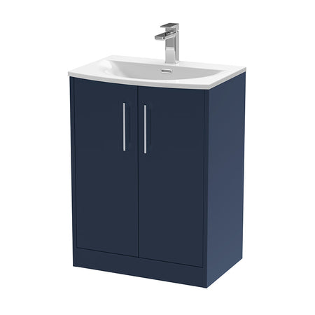 Hudson Reed Juno Floor Standing Double Door 600mm Vanity & Curved 1 Tap Hole Vitreous China Basin (1 size, 5 colours) - Brand New Bathrooms
