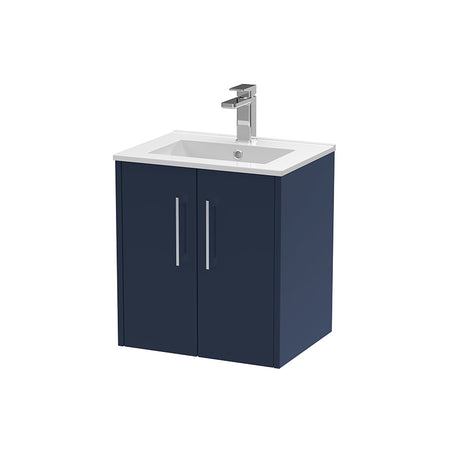Hudson Reed Juno Wall Hung Double Door 500mm Vanity & Minimalist 1 Tap Hole Vitreous China Basin (1 size, 5 colours) - Brand New Bathrooms