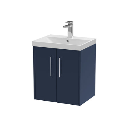 Hudson Reed Juno Wall Hung Double Door 500mm Vanity & Thin-Edge 1 Tap Hole Vitreous China Basin (1 size, 5 colours) - Brand New Bathrooms