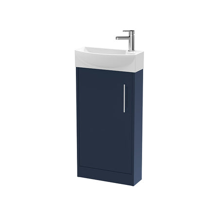 Hudson Reed Juno Compact Floor Standing Single Door 440mm Unit and 1 Tap Hole Ceramic Left Hand Basin (1 size, 5 colours) - Brand New Bathrooms