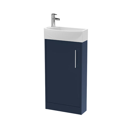 Hudson Reed Juno Compact Floor Standing Single Door 440mm Unit & 1 Tap Hole Ceramic Right Hand Basin (1 size, 5 colours) - Brand New Bathrooms