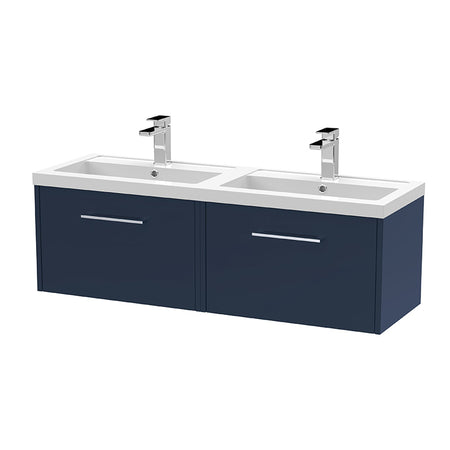 Hudson Reed Juno Wall Hung Double Drawer 1200mm Vanity & Double Polymarble Basin (1 size, 5 colours) - Brand New Bathrooms
