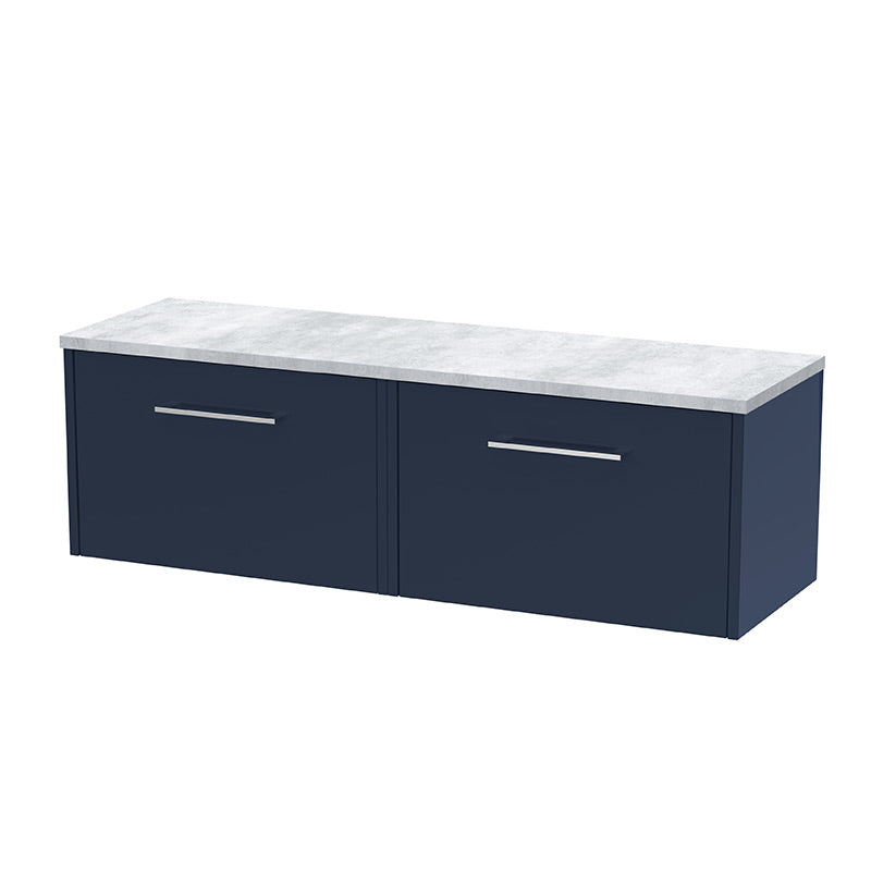 Hudson Reed Juno Wall Hung Double Drawer 1200mm Vanity & Laminate Worktop (1 size, 5 colours) - Brand New Bathrooms
