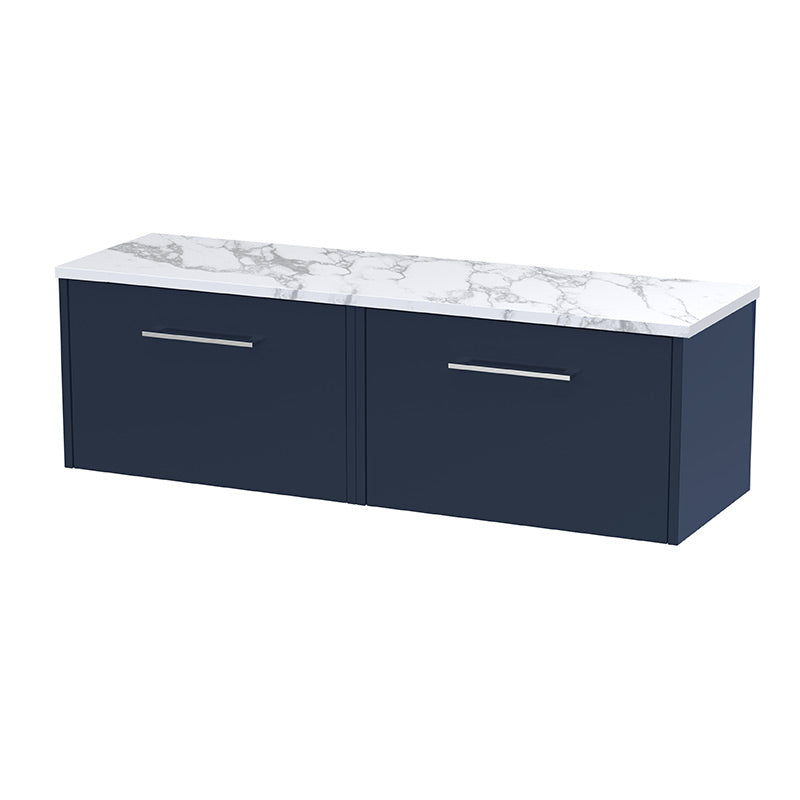 Hudson Reed Juno Wall Hung Double Drawer Vanity & Laminate Worktop (1 size, 5 colours) - Brand New Bathrooms