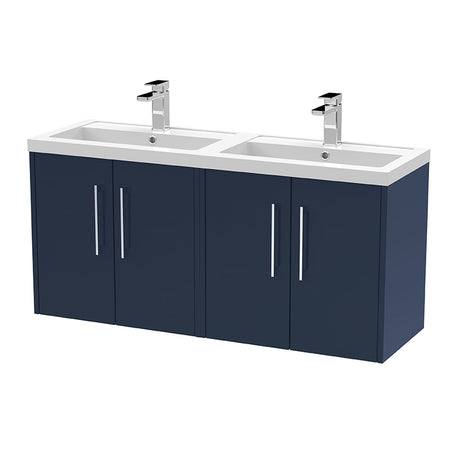 Hudson Reed Juno Wall Hung Four Door 1200mm Vanity & Double Polymarble Basin (1 size, 5 colours) - Brand New Bathrooms