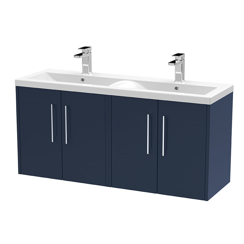 Hudson Reed Juno Wall Hung Four Door 1200mm Vanity & Double Vitreous China Basin (1 size, 5 colours) - Brand New Bathrooms