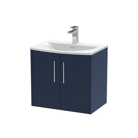 Hudson Reed Juno Wall Hung Double Door 600mm Vanity & Curved 1 Tap Hole Vitreous China Basin (1 size, 5 colours) - Brand New Bathrooms