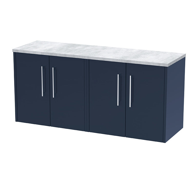 Hudson Reed Juno Wall Hung Four Door 1200mm Vanity & Grey Laminate Worktop (1 size, 5 colours) - Brand New Bathrooms