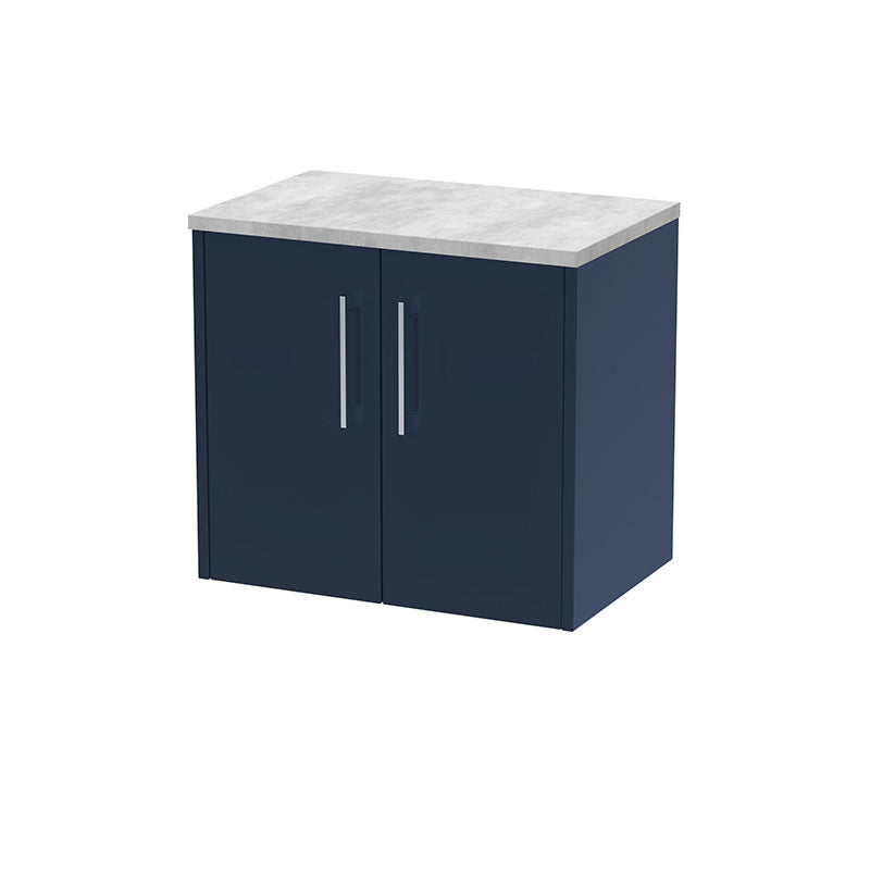 Hudson Reed Juno Wall Hung Double Door 600mm Vanity & Grey Laminate Top (1 size, 5 colours) - Brand New Bathrooms