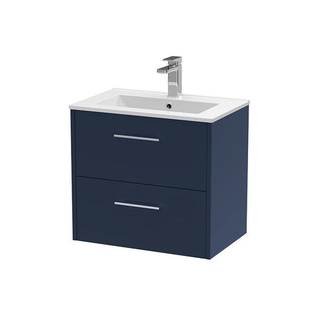 Hudson Reed Juno Wall Hung Double Drawer 600mm Vanity & Minimalist 1 Tap Hole Vitreous China Basin (1 size, 5 colours) - Brand New Bathrooms