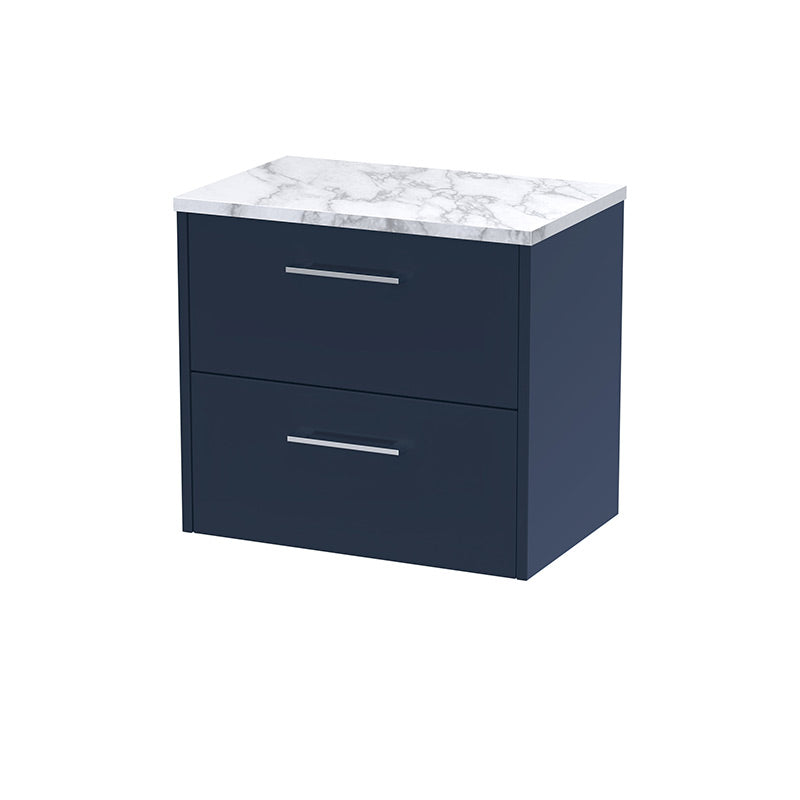 Hudson Reed Juno Wall Hung Double Drawer 600mm Vanity & Laminate Worktop (1 size, 5 colours) - Brand New Bathrooms