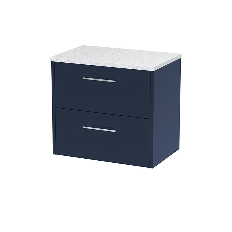 Hudson Reed Juno Wall Hung Double Drawer 600mm Vanity & White Laminate Top (1 size, 5 colours) - Brand New Bathrooms