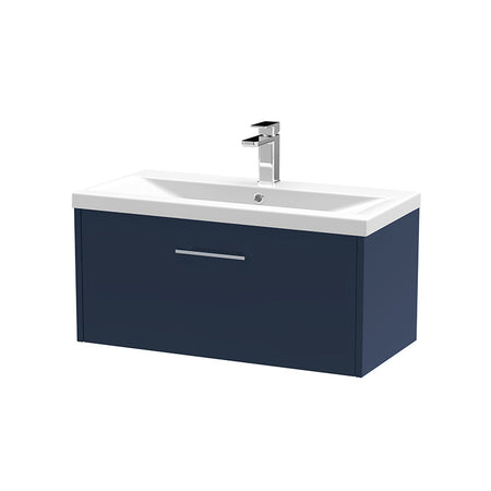 Hudson Reed Juno Wall Hung Single Drawer 800mm Vanity & Mid-Edge 1 Tap Hole Vitreous China Basin (1 size, 5 colours) - Brand New Bathrooms