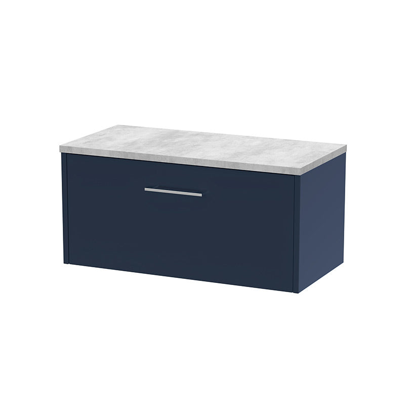 Hudson Reed Juno Wall Hung Single Drawer 800mm Vanity & Grey Laminate Top (1 size, 5 colours) - Brand New Bathrooms