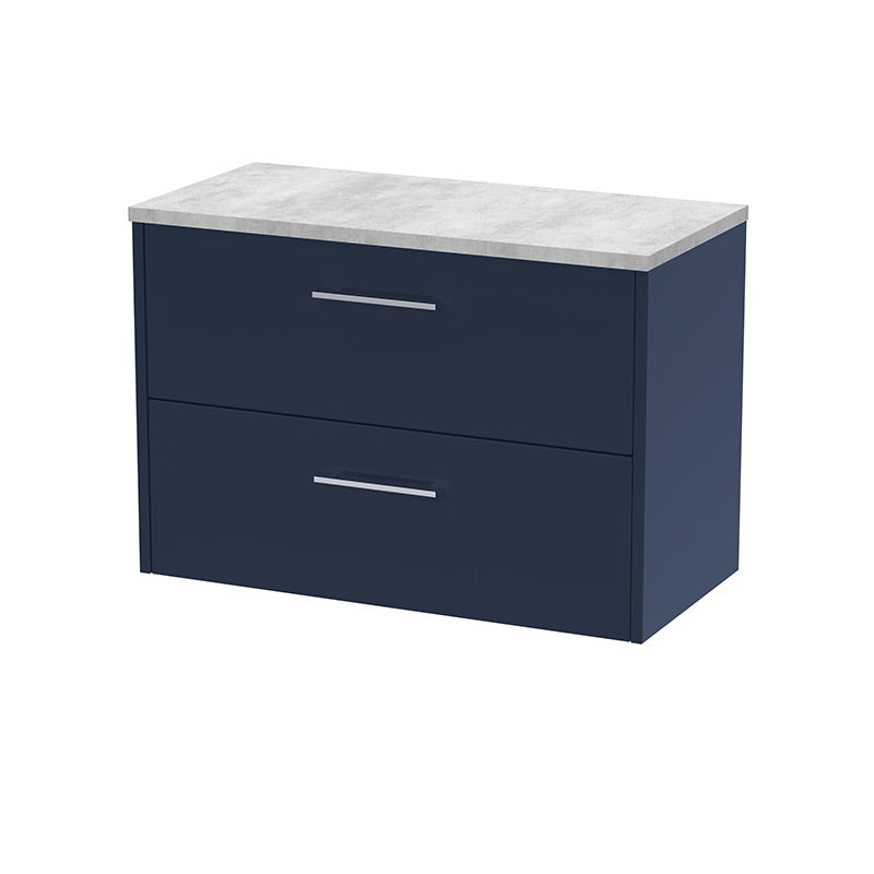 Hudson Reed Juno Wall Hung Double Drawer 800mm Vanity & Grey Laminate Top (1 size, 5 colours) - Brand New Bathrooms
